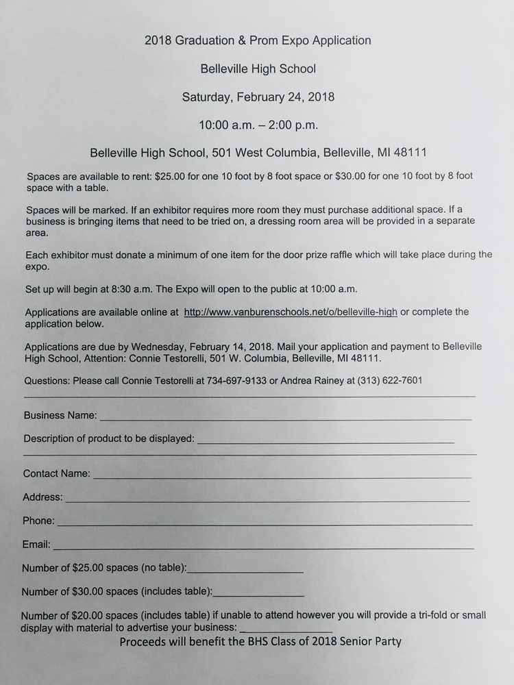 2018 Graduation & Prom Expo Application for Vendors