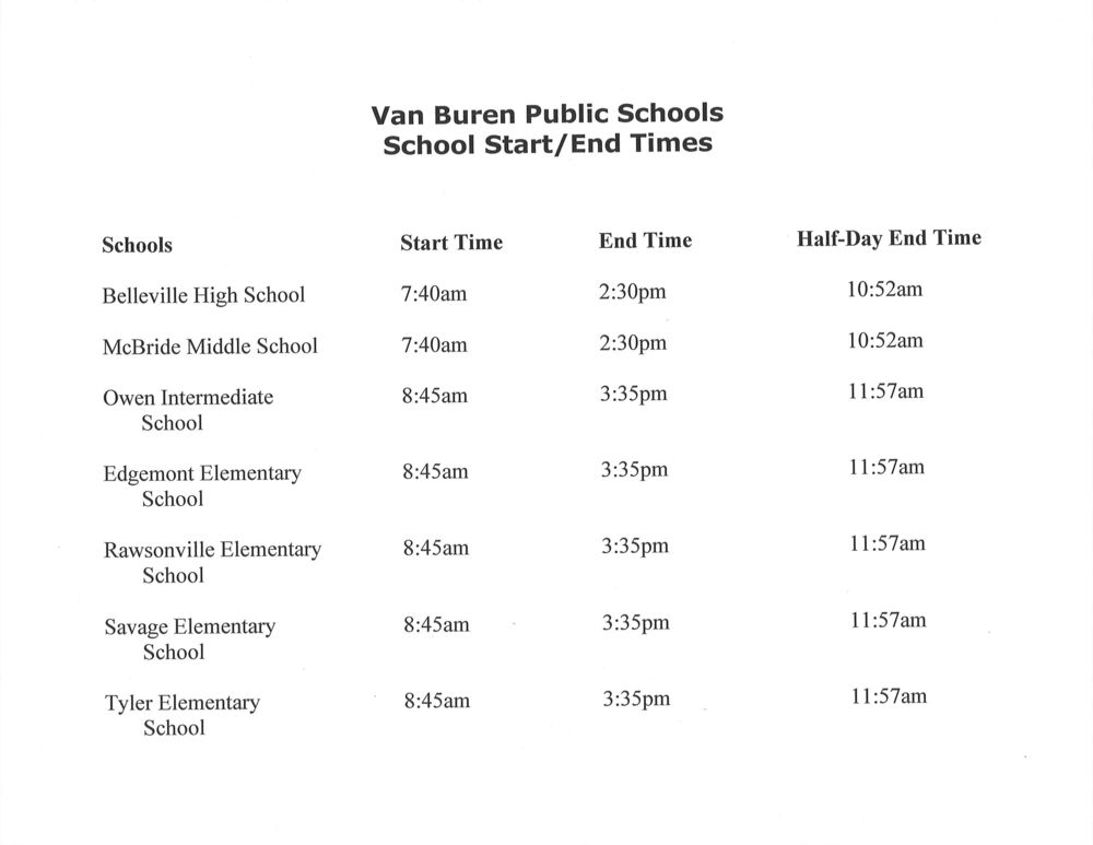 VBPS Start and End Times