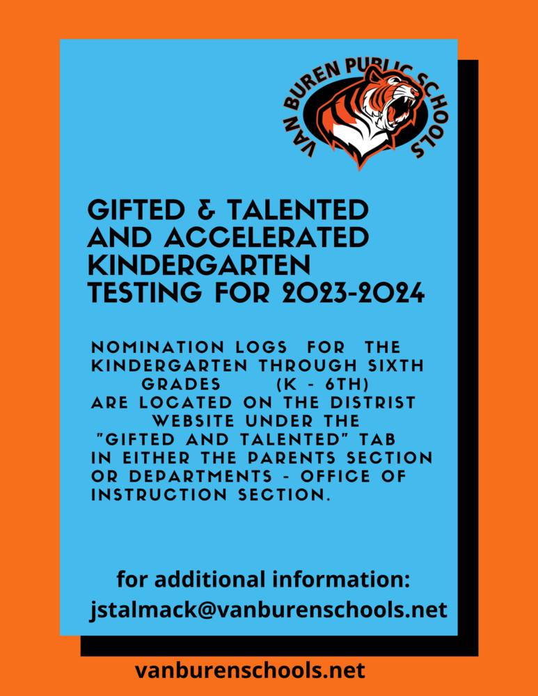 GT 23-24 Kindergarten through 6th grades Testing Information