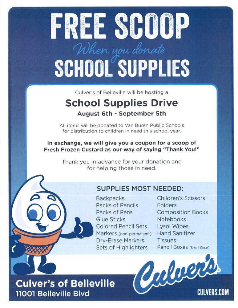 Culvers & School Supplies