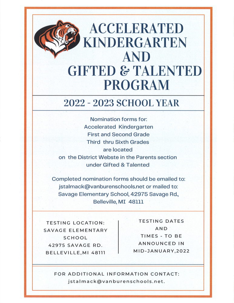 GT Program for the 22 23 School Year Van Buren Public Schools
