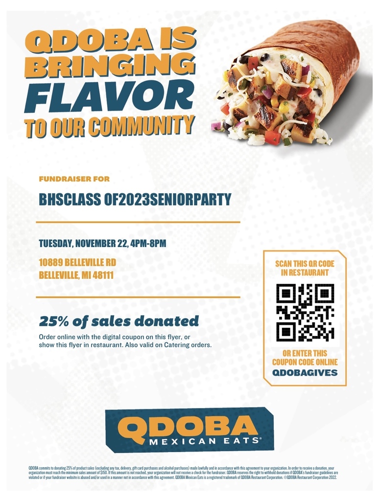 Class of 2023 Qdoba Fundraiser on 11/22/22